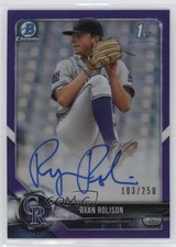 2018 Bowman Draft Chrome Pick Purple Refractor 103/250 Ryan Rolison Auto 02d2