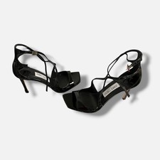 Jimmy Choo Women's Black Azia 95 Strappy High Heel Sandals Shoes Size 37.5