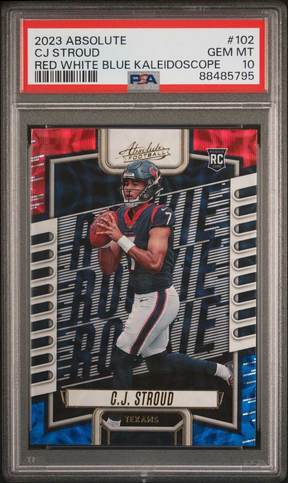 2023 PANINI ABSOLUTE RED WHITE BLUE KALEIDOSCOPE #102 CJ STROUD RC PSA 10