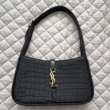 Saint Laurent Women s Small Black Croc Emboss...