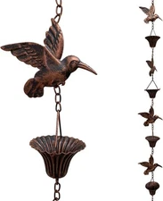 8.5FT Rain Chain, Hummingbird Chains for Gutters, Copper 