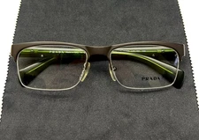 Prada VPR 67P LAH-1O1 Half Rim Eyeglasses Glasses Matte Brown Green Havana 54mm