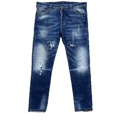 Dsquared2 Jeans Men s Sz 50 34W Denim Distressed Paint Splatters Slim Italy READ