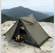 Lightweight One Man Tent Waterproof 2000+mm Backpacking Hiking Pole Tent 
