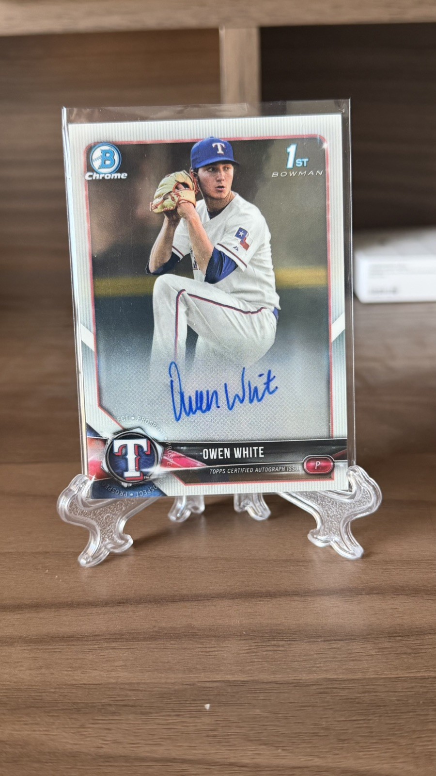 2018 Bowman Draft Chrome Prospect Autograph OWEN WHITE 1st Auto #CDA-OW Rangers