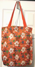 Orange Hibiscus Flowers 14"x10" New Max Grey Reusable Tote Shopping Bag