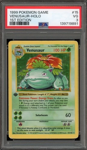 Pokemon Venusaur Base Set Shadowless 1st Edition Holo Rare #15 PSA 3