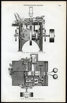 UMSCHLAG FALZMASCHINE 1851 Charles Tomlinson VICTORIAN PRINT
