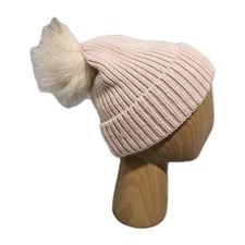 Anthropologie Pick-A-Pom Fluffy Topper One Size Blush Pink Knit Winter Hat
