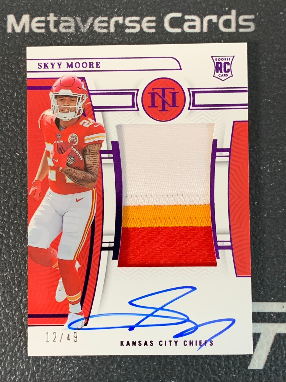 2022 National Treasures Rookie Patch Autograph Purple #173 RC Skyy Moore 12/49
