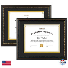 Golden State Art 8.5x11 Diploma Frame Wood Brown Gold Trim Certificate Frame