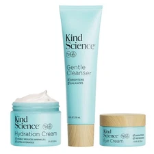 Kind Science 3-Piece Skin Care Set, Gentle Cleanser, Hydration Cream, Eye... 