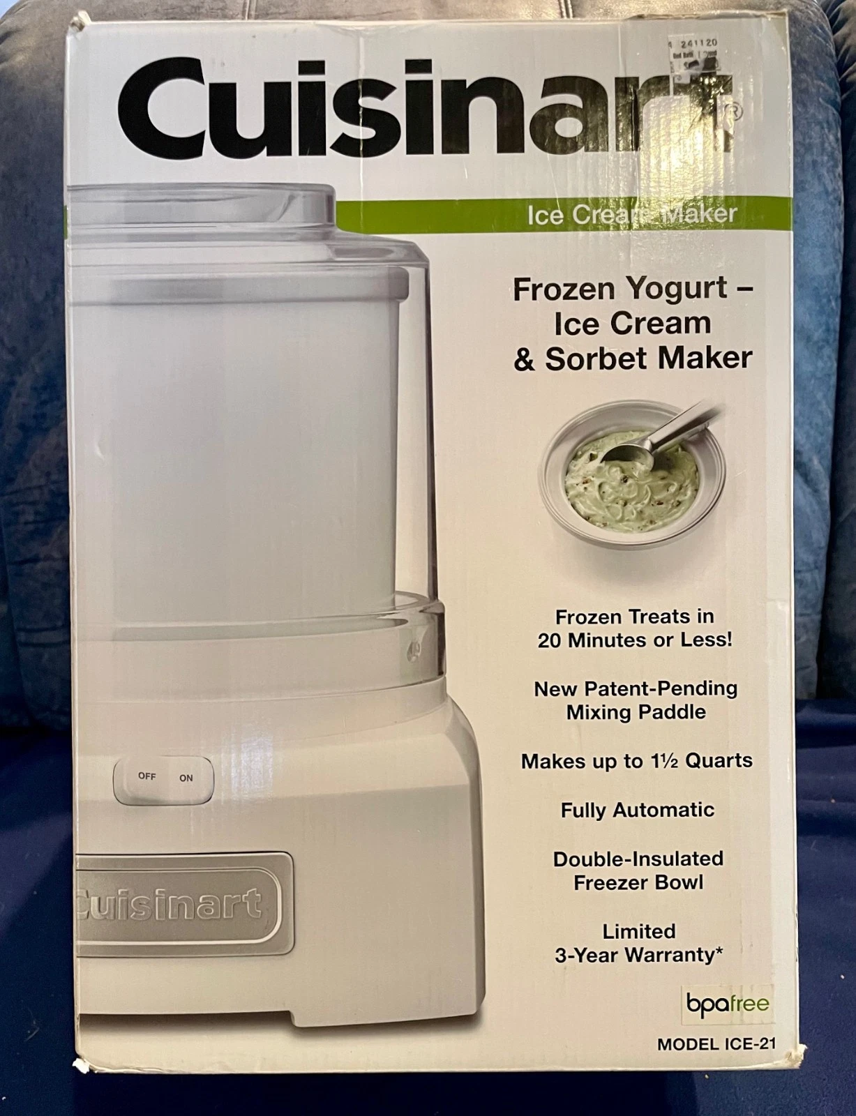 Cuisinart ICE-21 1.5 Qt Frozen Yogurt Ice Cream & Sorbet Maker - Like Mint Cond
Opens in a new windo