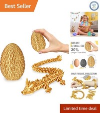 Whimsical Gold Dragon Egg with Articulated Dragon - Fun Desk Toy  Decor