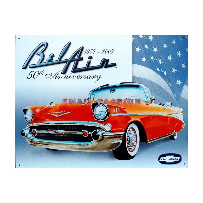 Plaque en métal Chevrolet Bel Air finition vintage haut de gamme