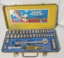  Royal Tools 40 Piece SAE & Metric Ratchet Socket Vtg Tool Set No 275 & S-K TOOL