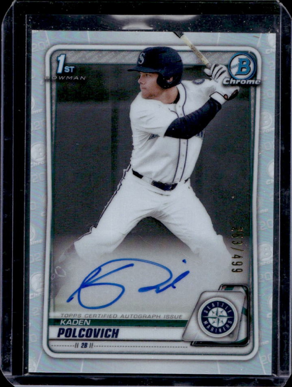 2020 Bowman Draft Kaden Polcovich Chrome Auto 1st Refractor #/499 Mariners