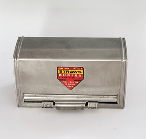 Vintage Duplex Stainless Steel Straw Dispenser Retro Soda Fountain Diner