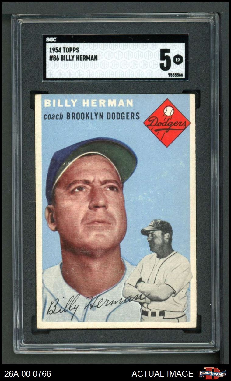1954 Topps #86 Billy Herman Dodgers HOF SGC 5 - EX