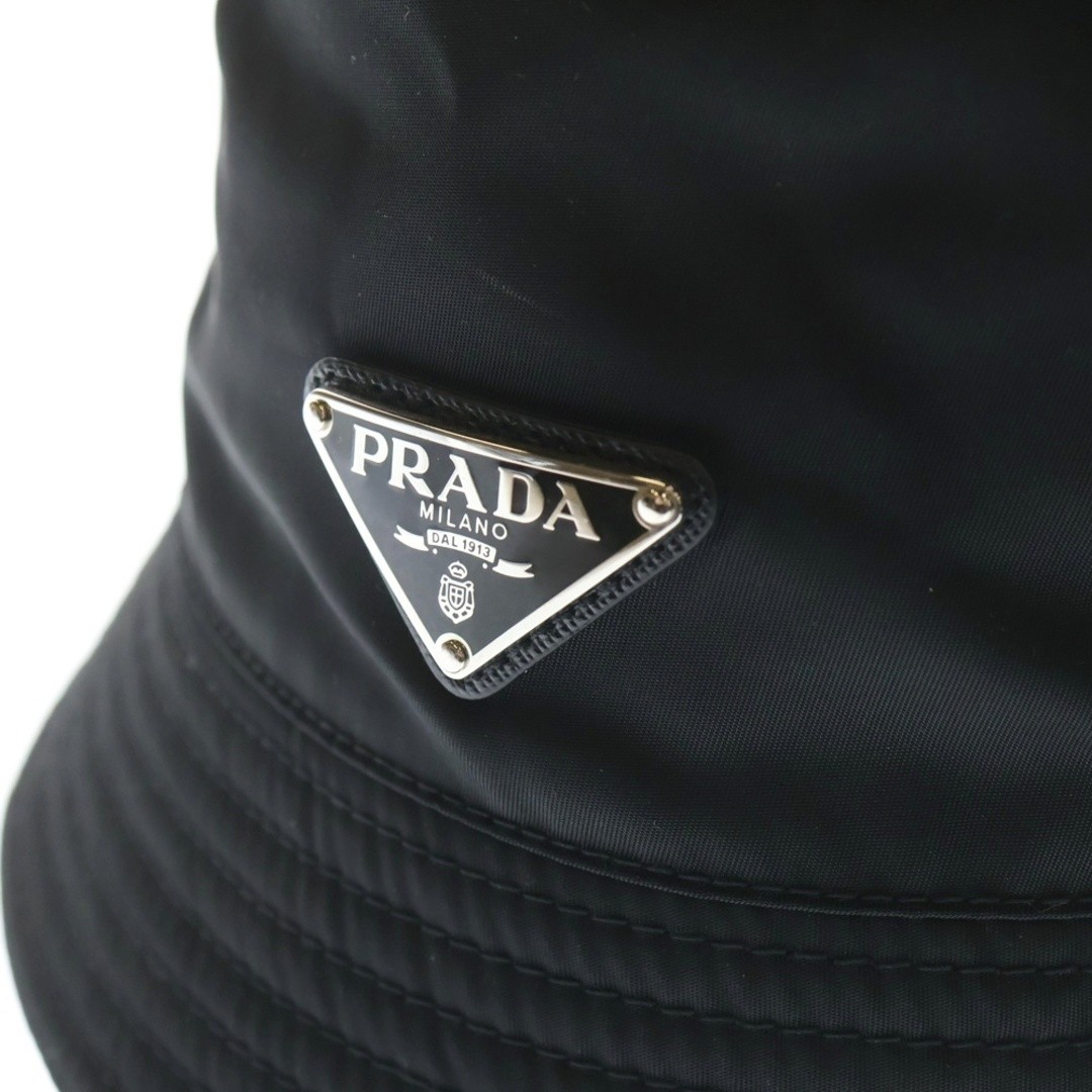 PRADA 23SS RE-NYLON Nylon Triangle Logo Plate Bucket Hat Black 1HC137 Used 44e16 thumbnail 5