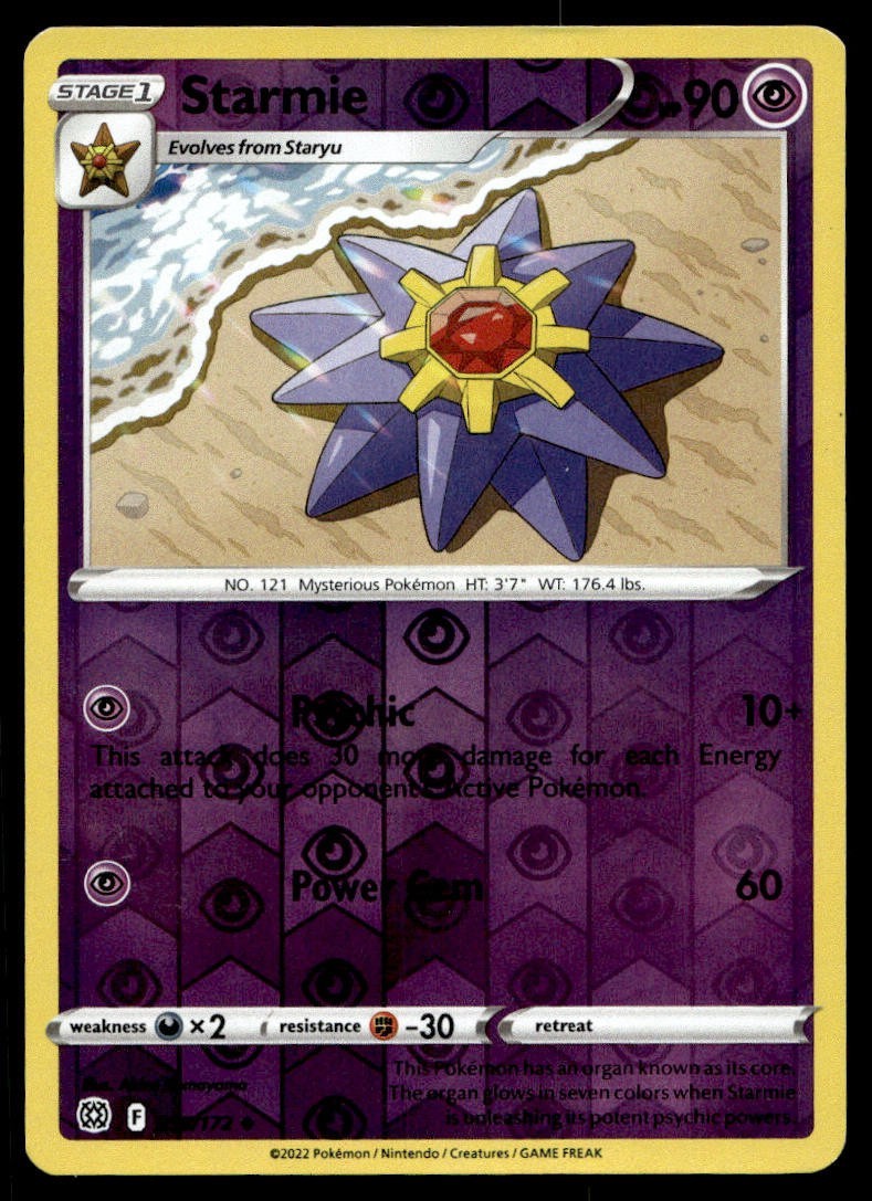 Starmie 55/172 Pokemon Card Brilliant Stars Uncommon 90 HP Rev Holo LP AI