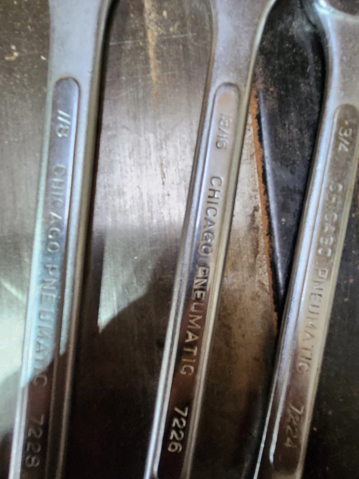 Juego de llaves neumáticas SAE Chicago 9 piezas acabado cromado usadas Foto 2 de 4