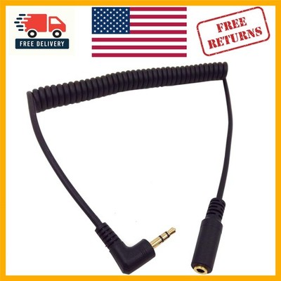 3Ft Black Gold Plated AUX Coiled Cable - Max Sound Conductivity, Minimal Tangles