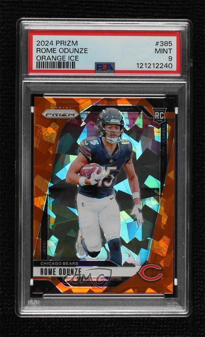 2024 Panini Prizm Rookies Orange Ice Rome Odunze #385 PSA 9 MINT Rookie RC 2l4