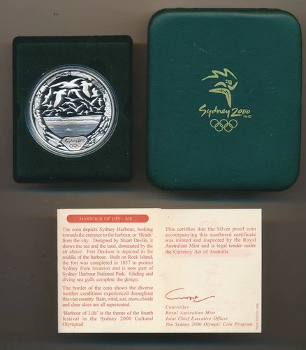 Australia: 2000 $5 Sydney Olympic - Harbour Life Air, Seabirds. 1oz 999 Silver