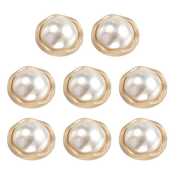 8 StüCk MetallknöPfe 18Mm Runde Perlen NäHen KnöPfe FüR Hemden Handwerk Gold-image