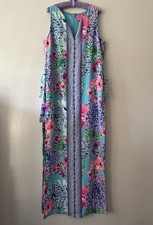 NWT Lilly Pulitzer DONNA MAXI ROMPER Blue Pink Special Delivery Beach Dress 16