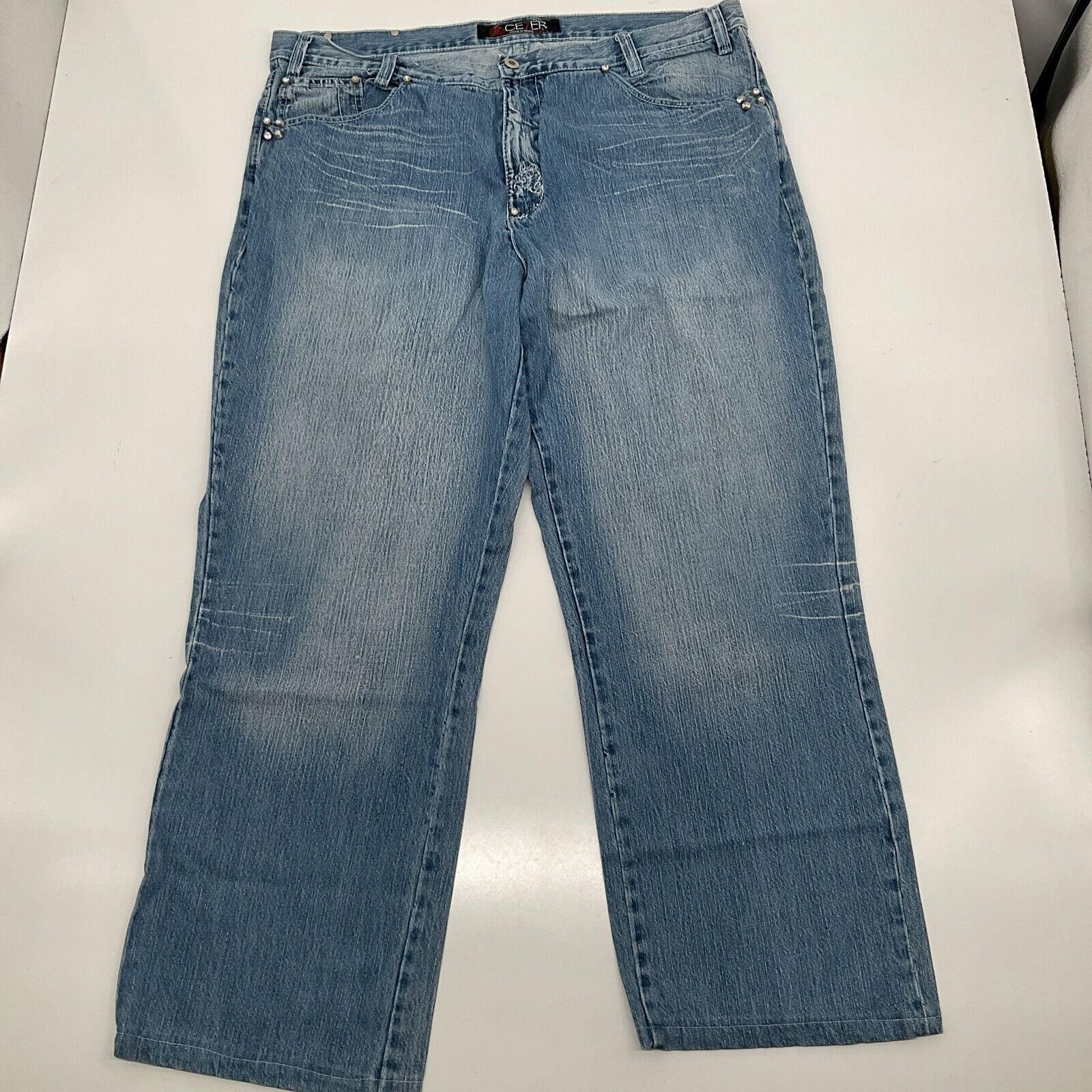 Vintage Cezer Jeans Mens 42x32 Loose Baggy Wide Leg Blue JNCO Southpole 90s Y2K