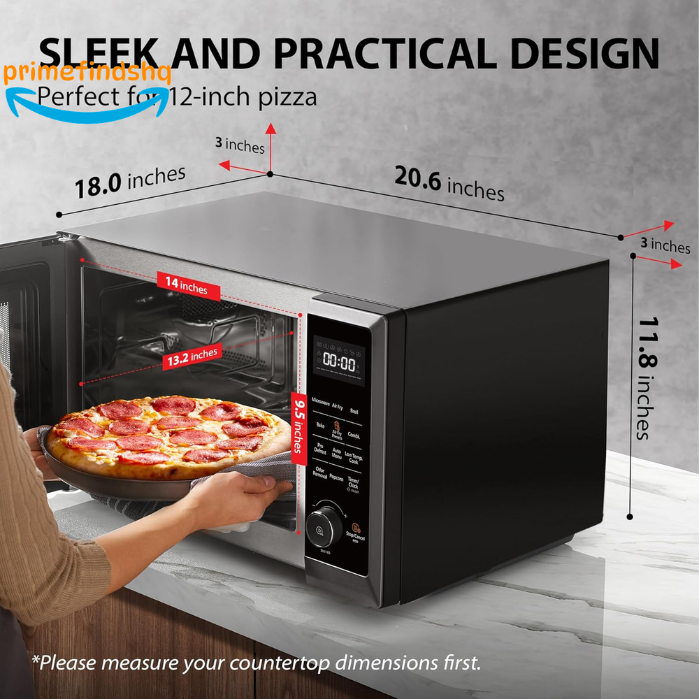 8-in-1 Air Fryer Microwave Combo with Convection Broil Odor Elimination