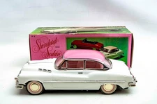 Vintage Voiture Buick Standard Sedan Tin Friction Car - White & Pink - IOB