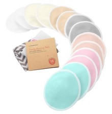 Organic Nursing Pads - 14 Washable Viscose Derived from Bamboo Pastels Size L