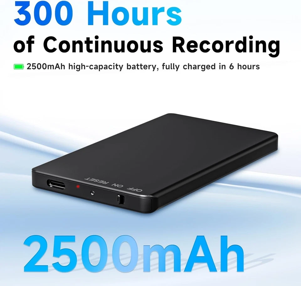 Vivaniir 128GB Digital Voice Recorder Portable, 300 Hours Ultra Long Life USB-C - Image 2 of 4