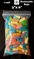 100 - 3" x 6" ZIP SEAL TOP LOCK BAGS CLEAR 2 MIL PLASTIC RECLOSABLE MINI BAGGIES