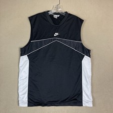 Nike Jersey Mens Large Black White Center Logo Sleeveless Basketball Tank Top