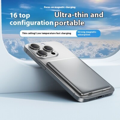 Ultra-thin 10000mAh Magnetic Wireless Power Bank Mobile Power Supply