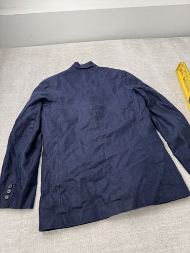 L.L. Bean Women's Size Medium Button Long Sleeve Blazer Blue 100% Linen Jacket - Picture 4 of 6