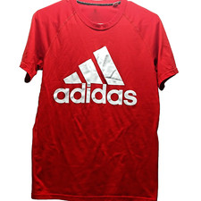 Adidas Ultimate Tee Men's Small Red White Signature Logo Athletic T-Shirt GUC