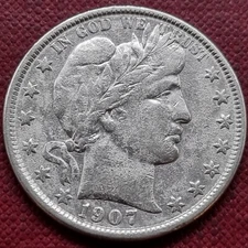 1907 O Barber Half Dollar 50c Better Grade VF + Details #77105