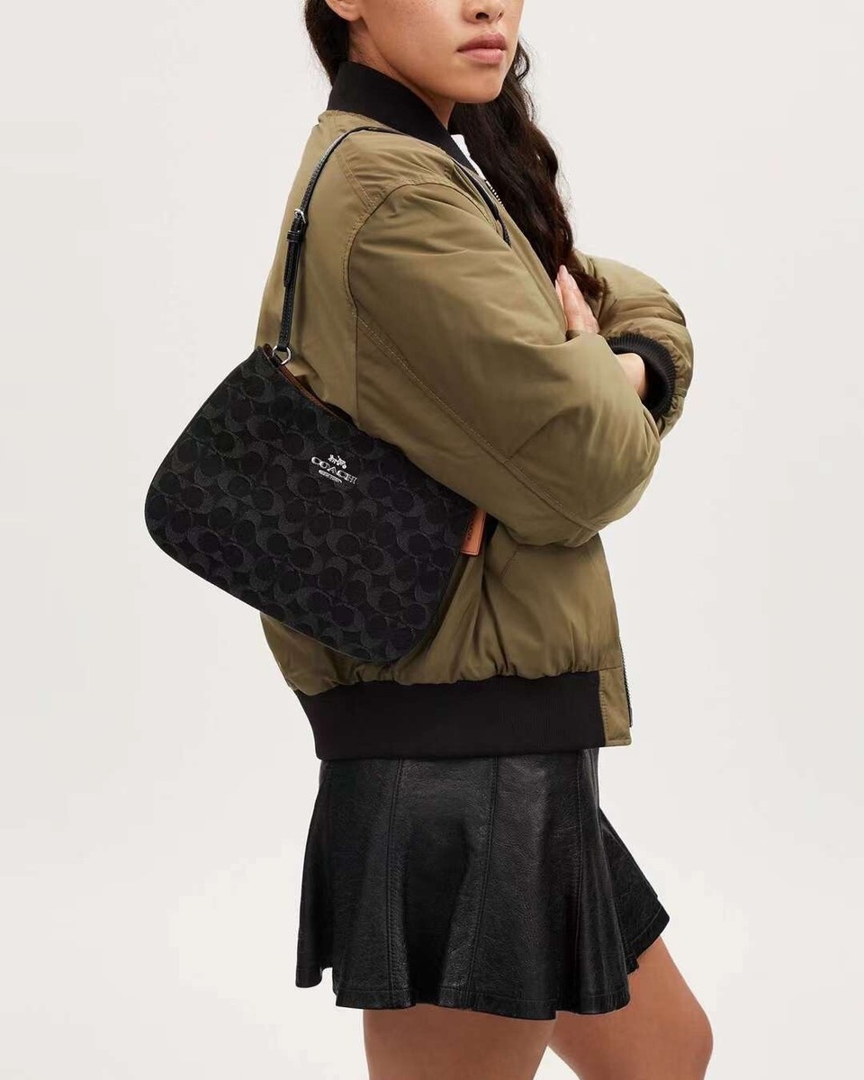 COACH CP104 Penelope Shoulder Bag In Signature Denim Black/SV for