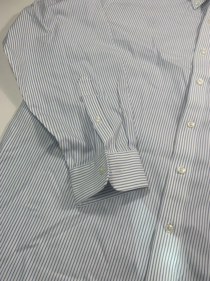 L.L. Bean рубашка в полоску размер 15,5-33 белый длинным рукавом на пуговицах - Изображение 4 из 4