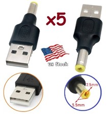 x5 USB Male To 5.5x 2.5mm Plug 5V DC Power Supply Adapter Connector Converter