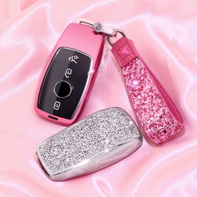 Bling Diamond Car Remote Key Fob Case Cover Shell Accessories for Mercedes  Benz