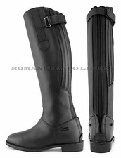 Leather Riding Boots With Elasticated Back Zipper