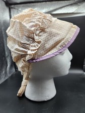 Amish Handmade Toddler Bonnet Made Lancaster PA Amish Lilac Pink Flora VTG 1980s