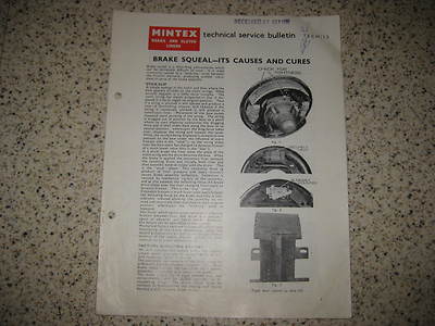 MINTEX BRAKE TECHNICAL SERVICE BULLETIN PUBLICATION BRAKE SQUEAL BOOK - 1966