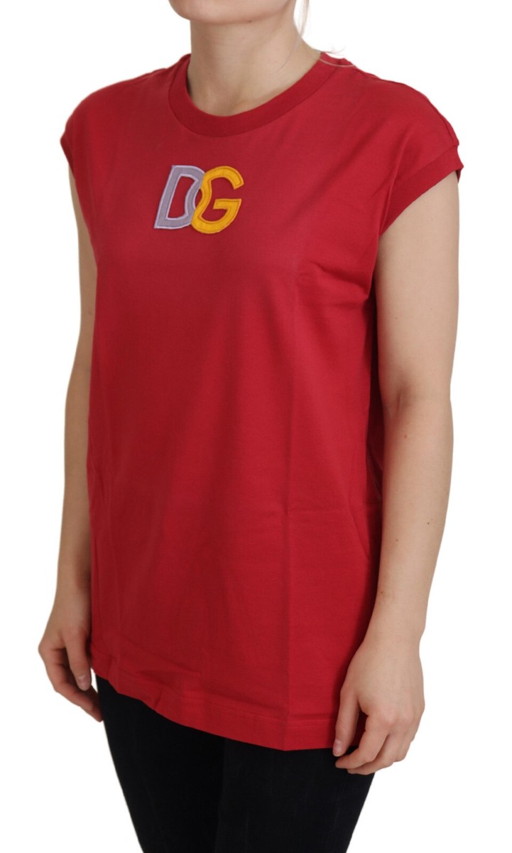 DOLCE & GABBANA Tank Top T-shirt Red Cotton DG Logo IT36 / US 4